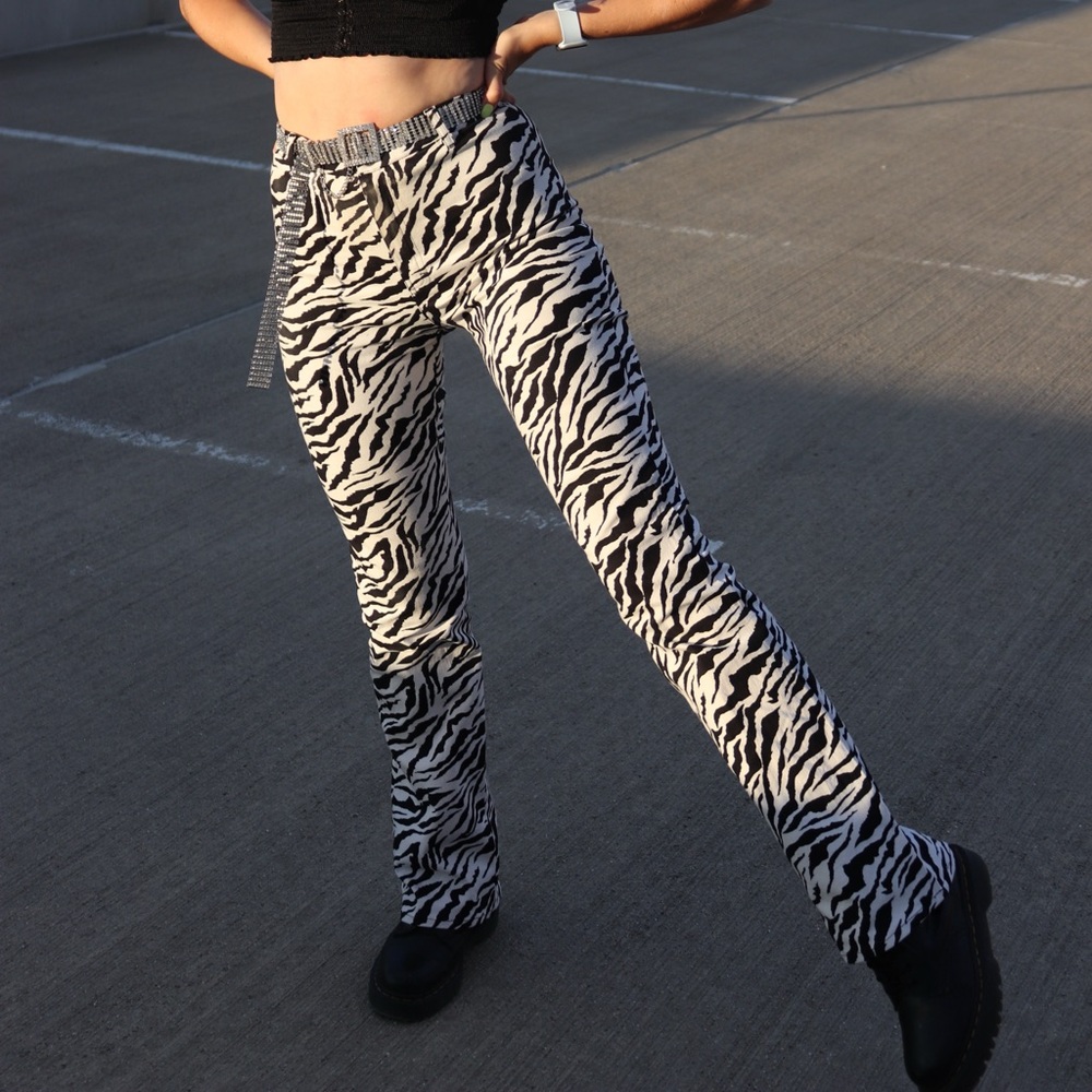 Zebra Print Flared Pants - image 4